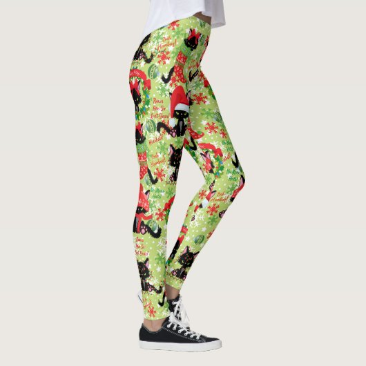 Grumpy Kitty Cat Bah Humbug Kerstmis Leggings (Rechts)