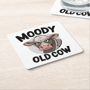 Grumpy Koe Lover Gift Sarcastische boer Boerderij Vierkante Kartonnen Onderzetter