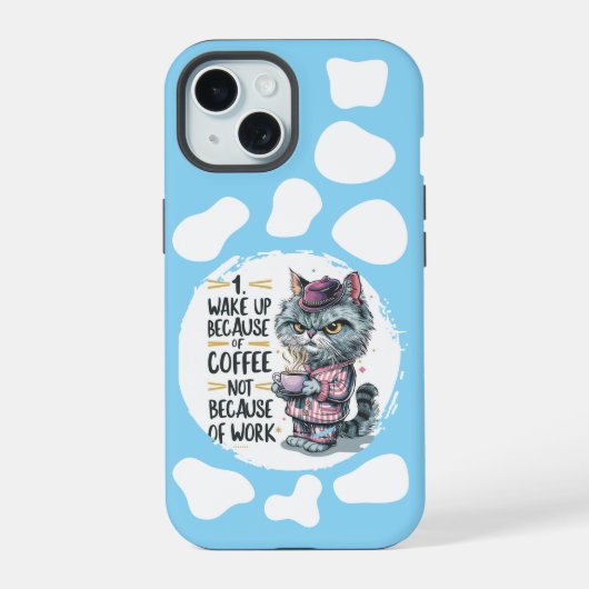 Grumpy maar Schattig - Cartoon Cat Phone Case iPhone 15 Hoesje (Achterkant)