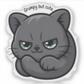 Grumpy maar Schattigee Sassy Cat Illustration Sticker (Voorkant)