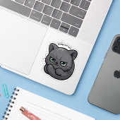 Grumpy maar Schattigee Sassy Cat Illustration Sticker (Laptop met iPhone)