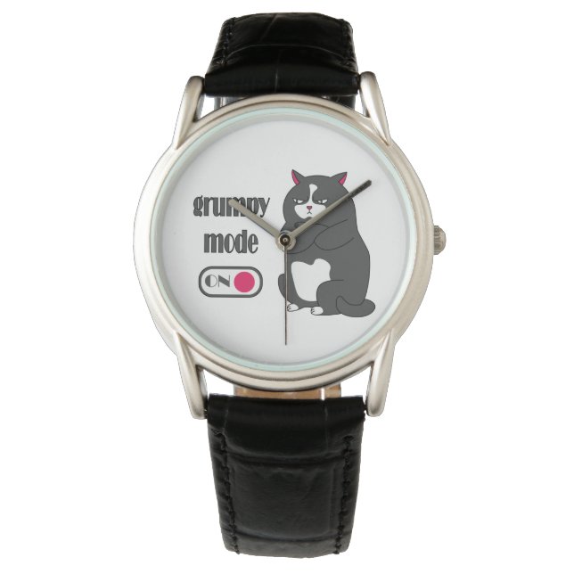 Grumpy mode on funny fat cat horloge (Voorkant)