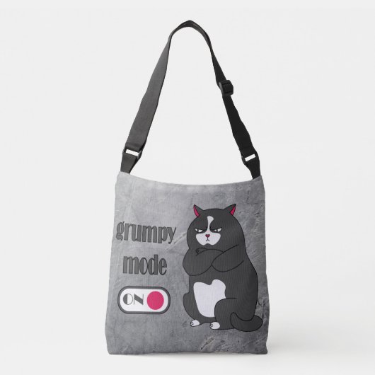 Grumpy mode op een rare vetkat crossbody tas (Voorkant)