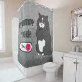 Grumpy mode op een rare vetkat douchegordijn (In situ)