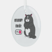 Grumpy mode op een rare vetkat glas ornament (Voorkant links)