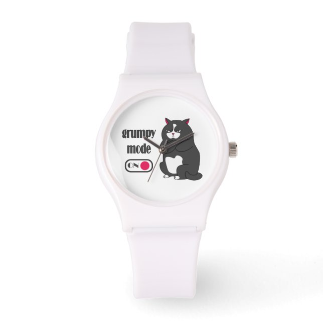 Grumpy mode op een rare vetkat horloge (Voorkant)