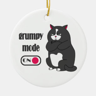 Grumpy mode op een rare vetkat keramisch ornament