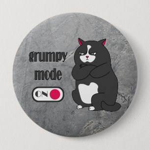 Grumpy mode op een rare vetkat ronde button 4,0 cm