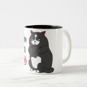Grumpy mode op een rare vetkat tweekleurige koffiemok (Voorkant rechts)