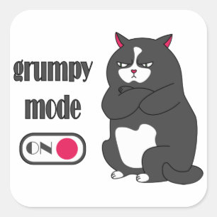 Grumpy mode op een rare vetkat vierkante sticker