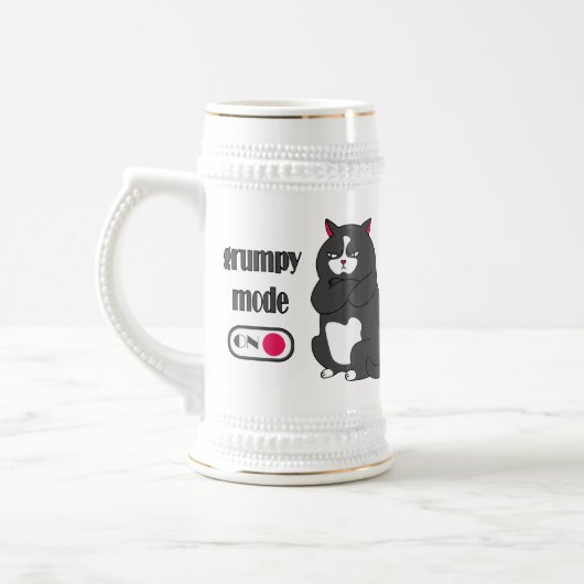 Grumpy mode op grappig kattenbier bierpul (Links)