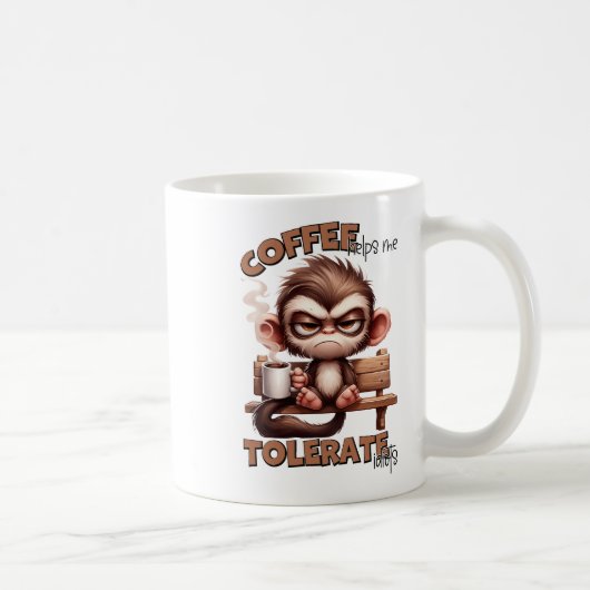 Grumpy Monkey "Koffie helpt me om idioten te toler Koffiemok (Rechts)
