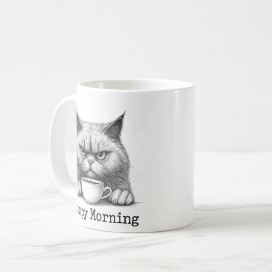 Grumpy Morning Cat Coffee Mug (Devant gauche)