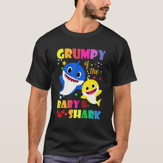 Grumpy Of The Birthday Shark Dad Mom Matching Fami T-shirt (Voorkant)