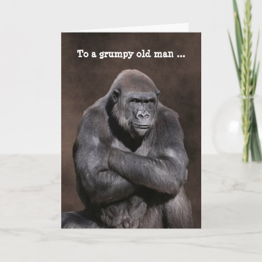 Grumpy Old Man Gorilla Verjaardag Kaart (Voorkant)