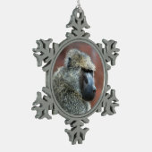 Grumpy Olive Baboon Tin Sneeuwvlok Ornament (Links)