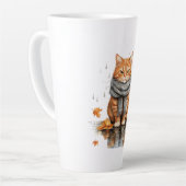 Grumpy Orange Cat in Rain Latte Mok (Linkerhoek)
