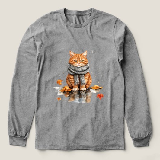 Grumpy Orange Cat in Rain Tri-Blend Shirt (Voorkant)