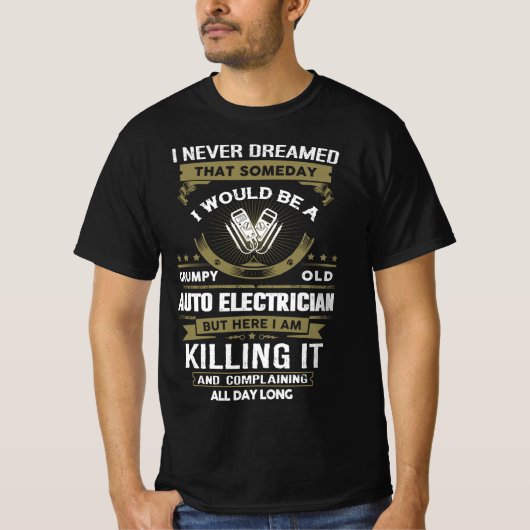 Grumpy oude auto elektricien t-shirt (Voorkant)