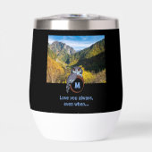 Grumpy Owl Nesting on Monogram Egg Foto (Voorkant)