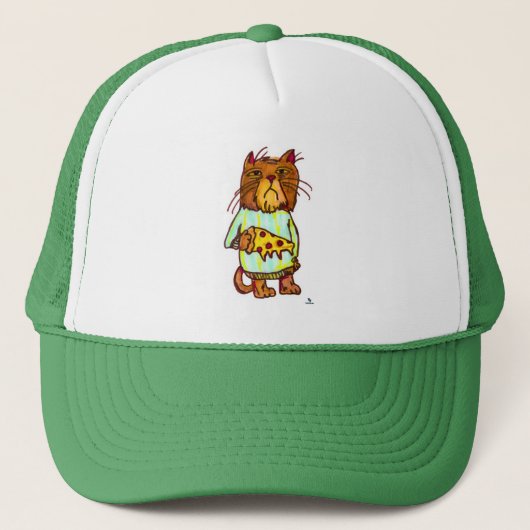 Grumpy Pizza Feline Grappige Kat Tekening Trucker Pet (Voorkant)