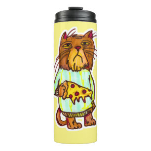 Grumpy Pizza Pet Funny Cat Art Marker Design Thermosbeker