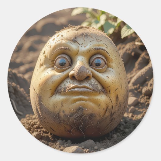 Grumpy Potato Head in Dirt Ronde Sticker (Voorkant)