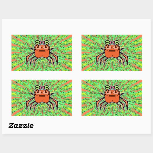 Grumpy psychedelic odd crab v4 rechthoekige sticker (Vel)