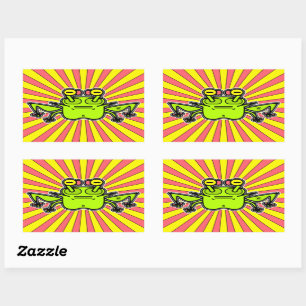 Grumpy psychedelic odd frog toad v4 rechthoekige sticker