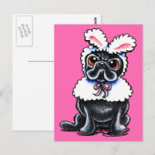 Grumpy Pug Bunny Briefkaart (Voorkant / Achterkant)