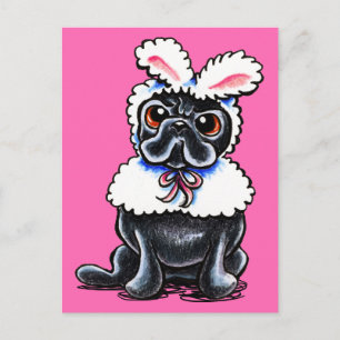Grumpy Pug Bunny Briefkaart