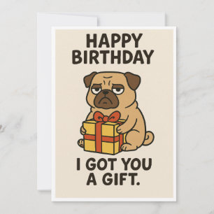 Grumpy Pug verjaardagscadeau Feestdagenkaart
