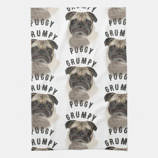 Grumpy Puggy Gifts Theedoek (Verticaal)