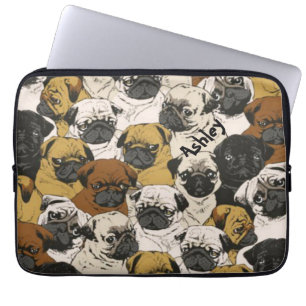 Grumpy Pugs / Funny Cute Pug Dogs Personalized Laptop Sleeve