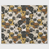 Grumpy Pugs / Funny Cute Pug Dogs Puppies Patroon Cadeaupapier (Vlak)