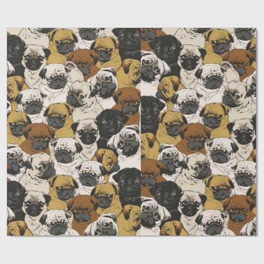 Grumpy Pugs / Funny Cute Pug Dogs Puppies Patroon Cadeaupapier (Vlak)