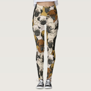 Grumpy Pugs / Funny Cute Pug Dogs Puppies Patroon Leggings