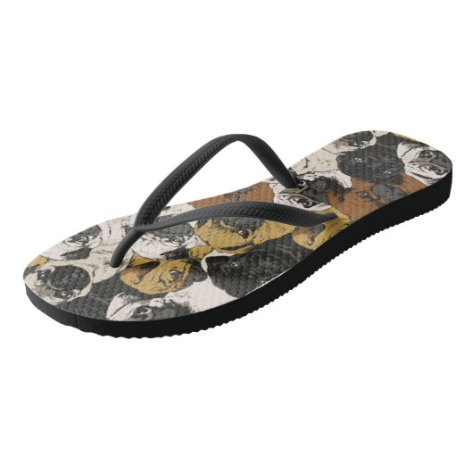 Grumpy Pugs / Funny Cute Pug Dogs Puppies Patroon Teenslippers (Schuin)