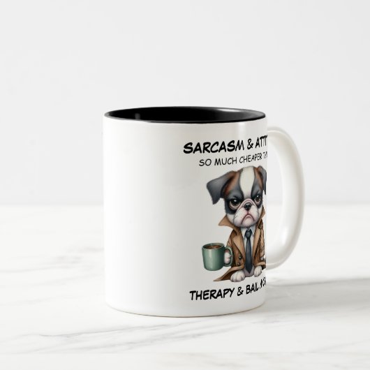 Grumpy Pup Sarcasme et Attitude Ceramic Mug (Devant droit)