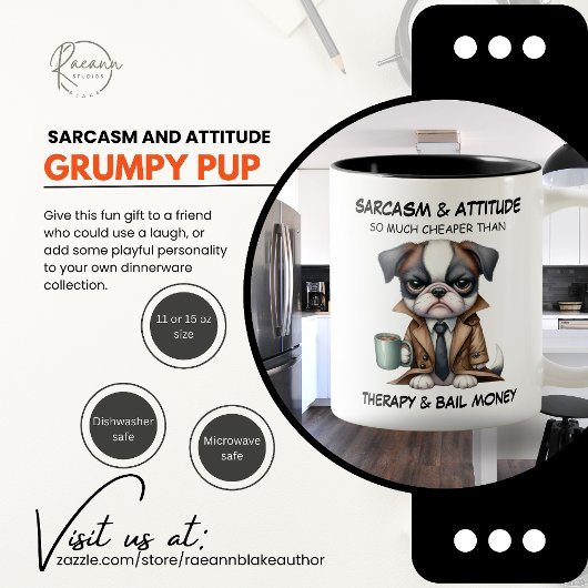 Grumpy Pup Sarcasme et Attitude Ceramic Mug