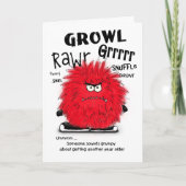 Grumpy Red Fuzzy Monster Verjaardag Kaart (Voorkant)