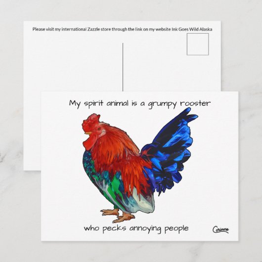 Grumpy Rooster - Carte postale (Devant / Derrière)