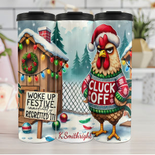 Grumpy Rooster Feestelijke Vakantie Humor Thermosbeker
