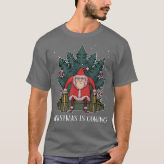 Grumpy Santa Claus Tree Cadeau Throne Funny Chris T-shirt