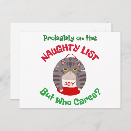 Grumpy Sarcastic kerstkat waarschijnlijk op de nau Briefkaart (Voorkant / Achterkant)