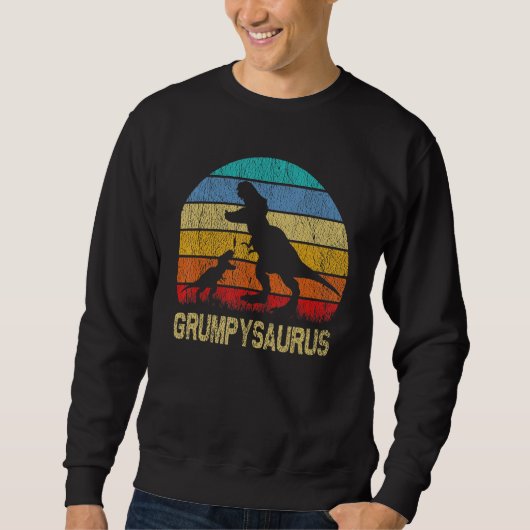 Grumpy Saurus T Rex Dinosaurus Grumpy Saurus Famil Trui (Voorkant)