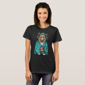 Grumpy Sheltie Coffee Dog on Coffee Shetland Shee T-shirt (Voorkant volledig)