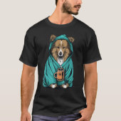 Grumpy Sheltie Coffee Dog on Coffee Shetland Shee T-shirt (Voorkant)