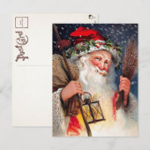 Grumpy Sledding Santa Vintage Kerst Briefkaart (Voorkant / Achterkant)