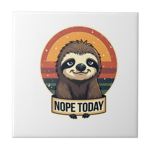 Grumpy Sloth Vintage Funny Retro Shirt Design Tegeltje (Voorkant)